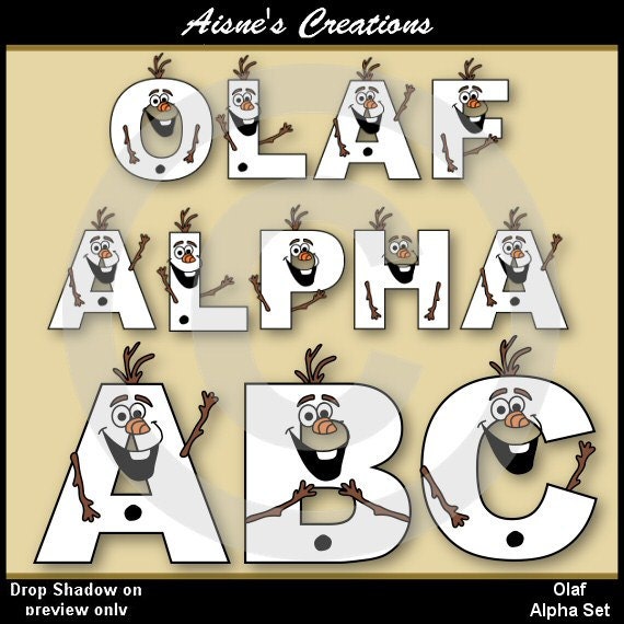 olaf frozen alphabet clipart set by aisnescreations on etsy