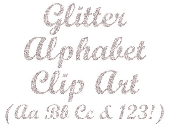 glitter silver alphabet clipart digital glitter letters