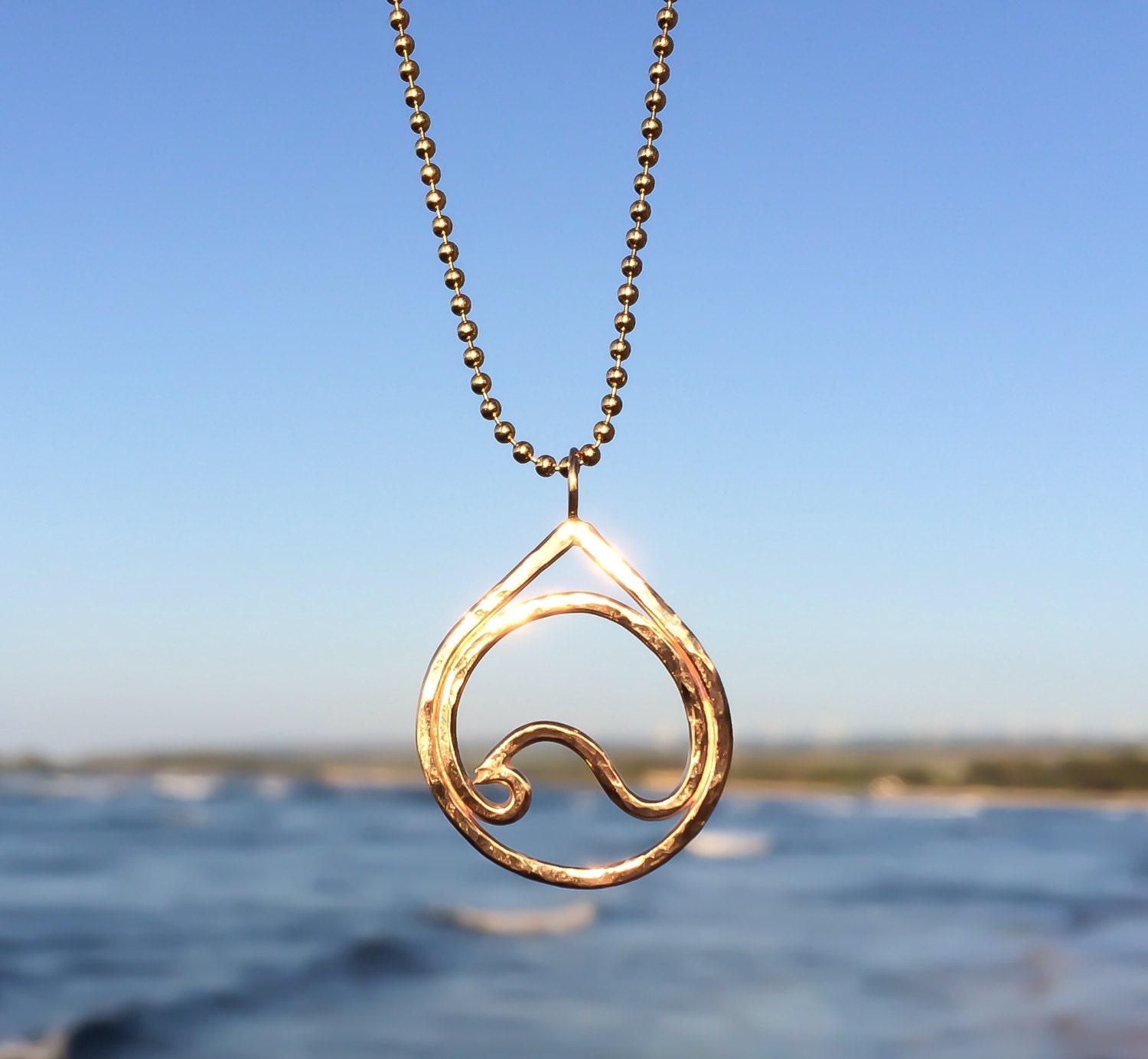 Gold or Sterling Silver Ocean Wave Necklace Handmade by