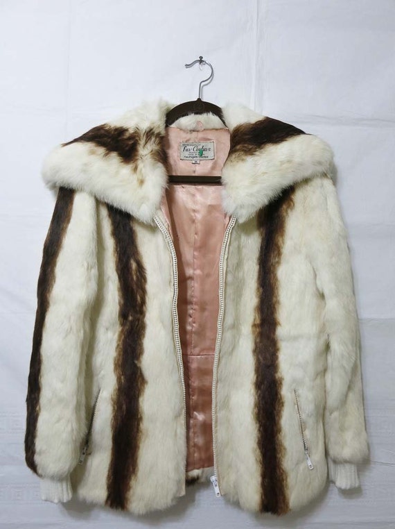 Items similar to Vintage 1960's French Rabbit Fur zip up Jacket by Fur ...