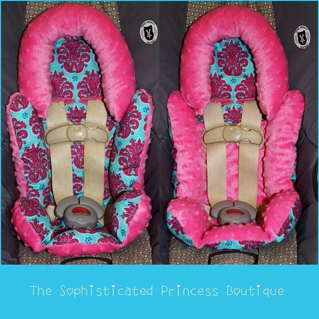 Pink and Turquoise Infant Car Seat Inserts by SophisticatedPrincez