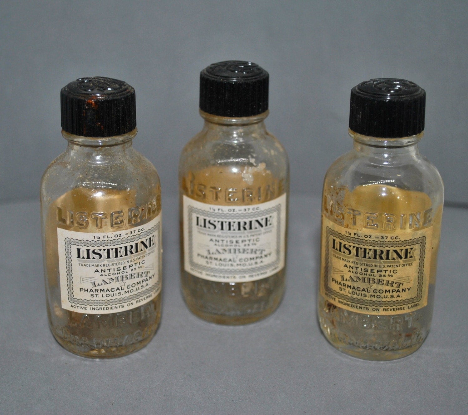 Vintage Early Miniature Listerine Bottle With Labels Lambert