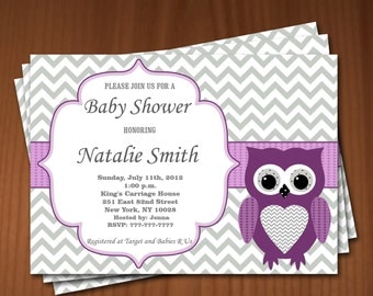 Owl Baby Shower Invitations Girl Baby Girl Shower invitations Printable Baby Shower Invites FREE Thank You Card - editable Download violet