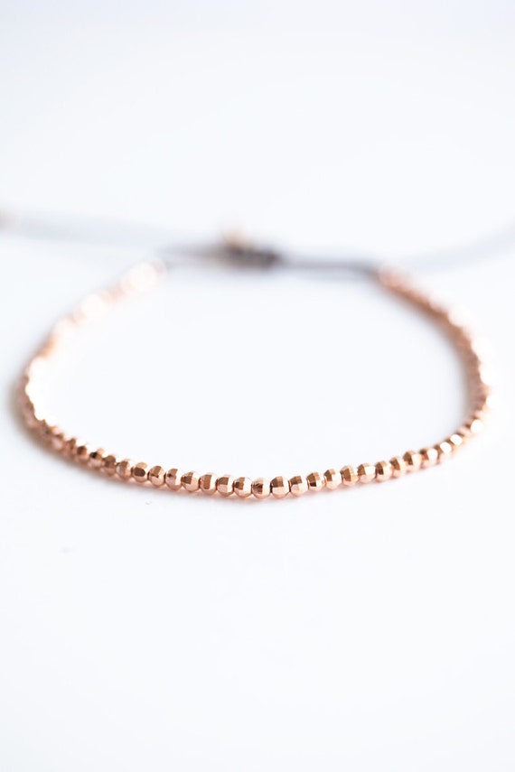 Rose Gold Beaded Bracelet Rose Gold Bead Bracelet Nylon