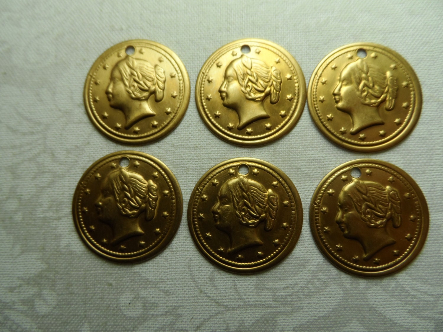 Raw brass stamped roman coins,3/4"diameter, 6pcsCHM172 from Kcfindings