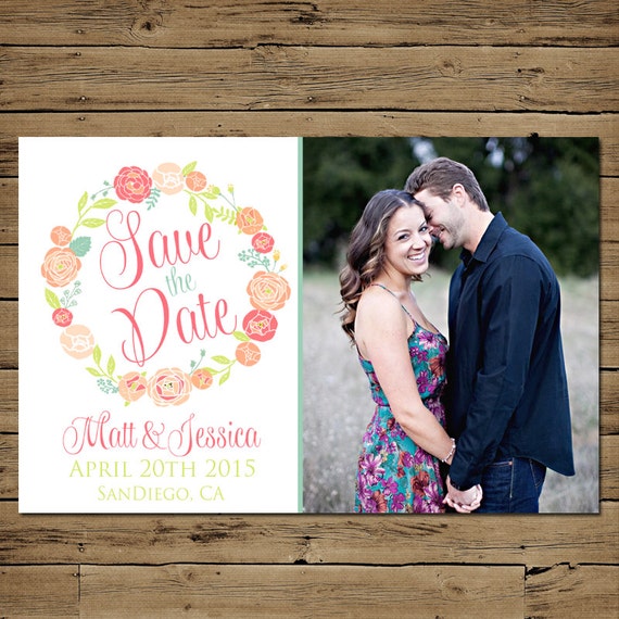 Printable Save the Date Announcement Custom Engagement Photo