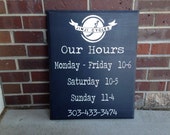 Items similar to Hours sign, store sign, chalkboard style hours ...