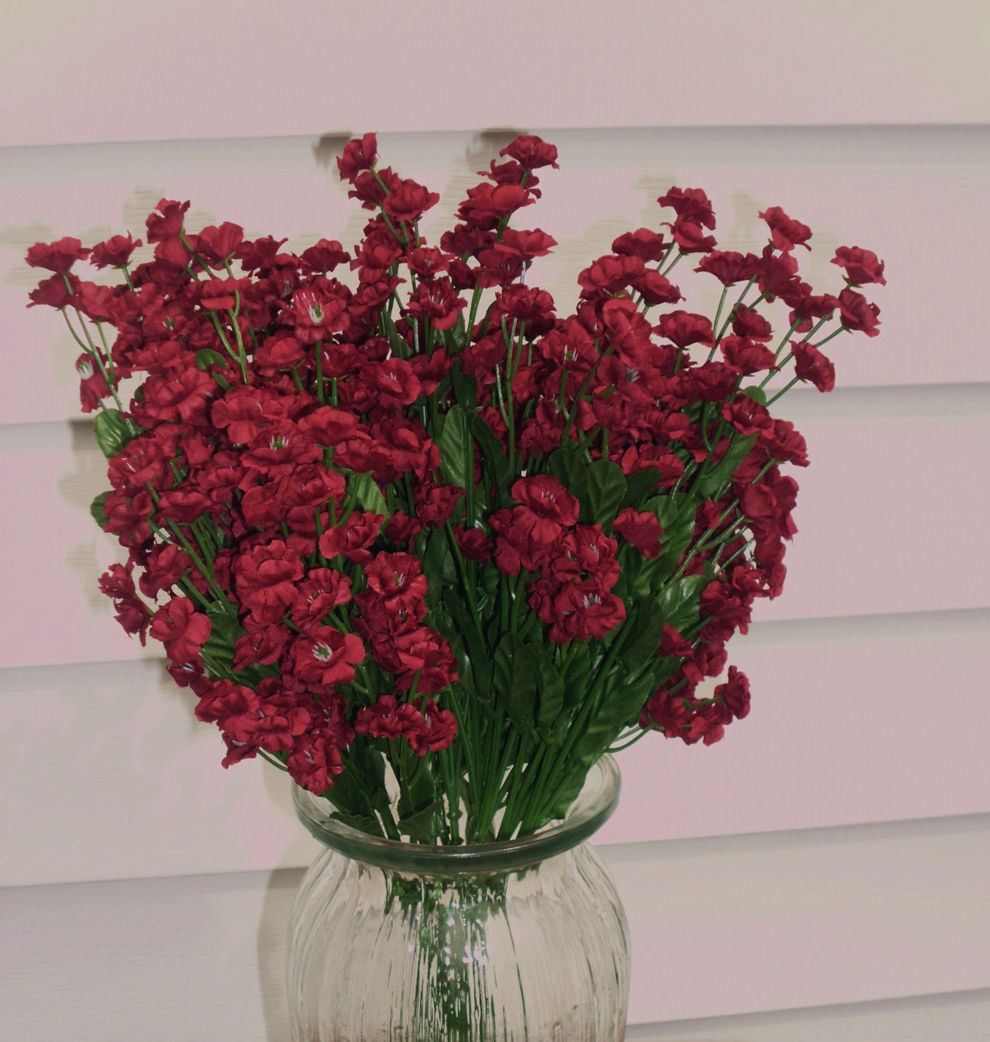 Maroon Silk Flower Filler Double Babys Breath Filler