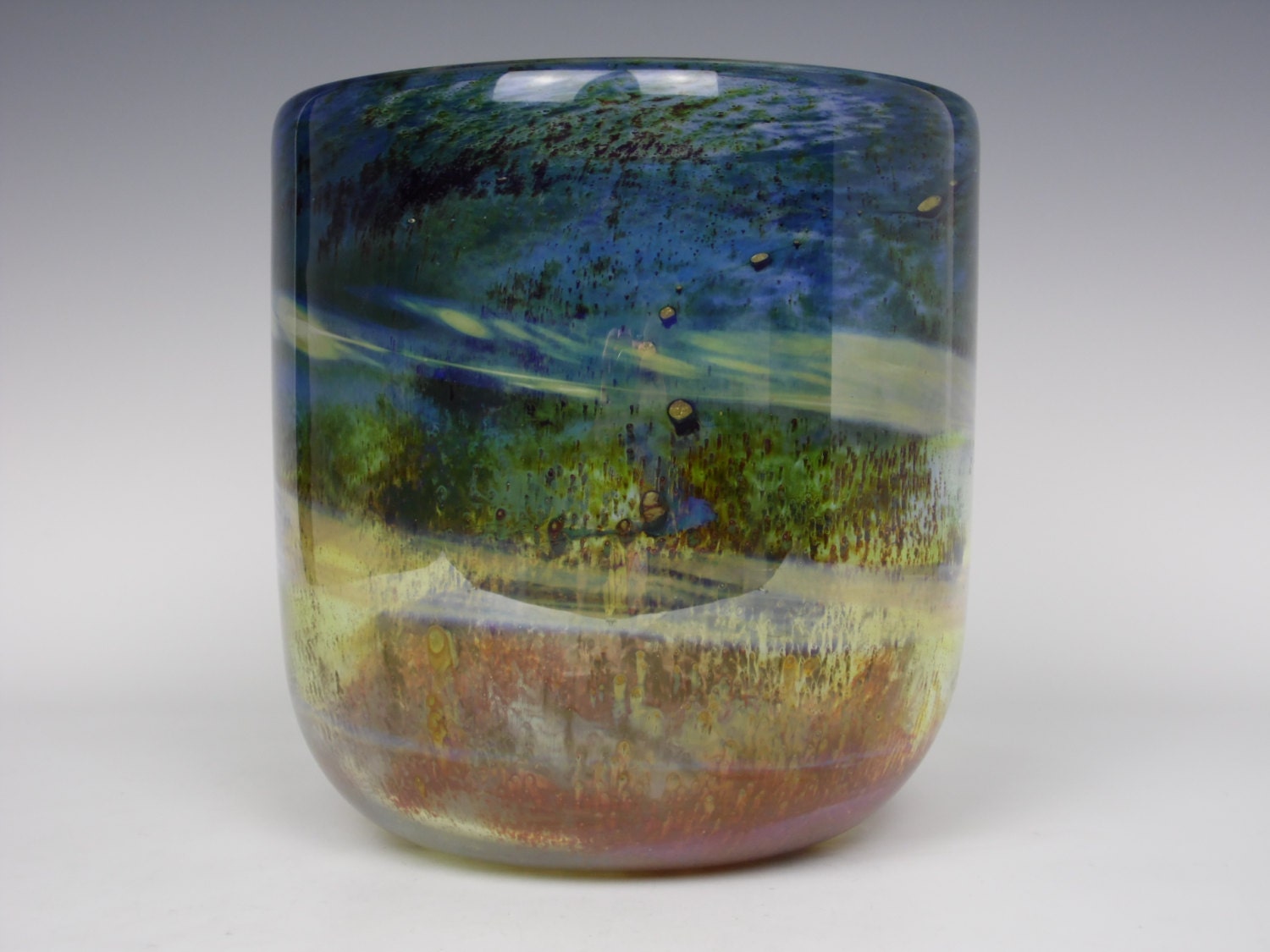 Large Isle of Wight Studio Glass Aurene bell by ArtofGlassShop