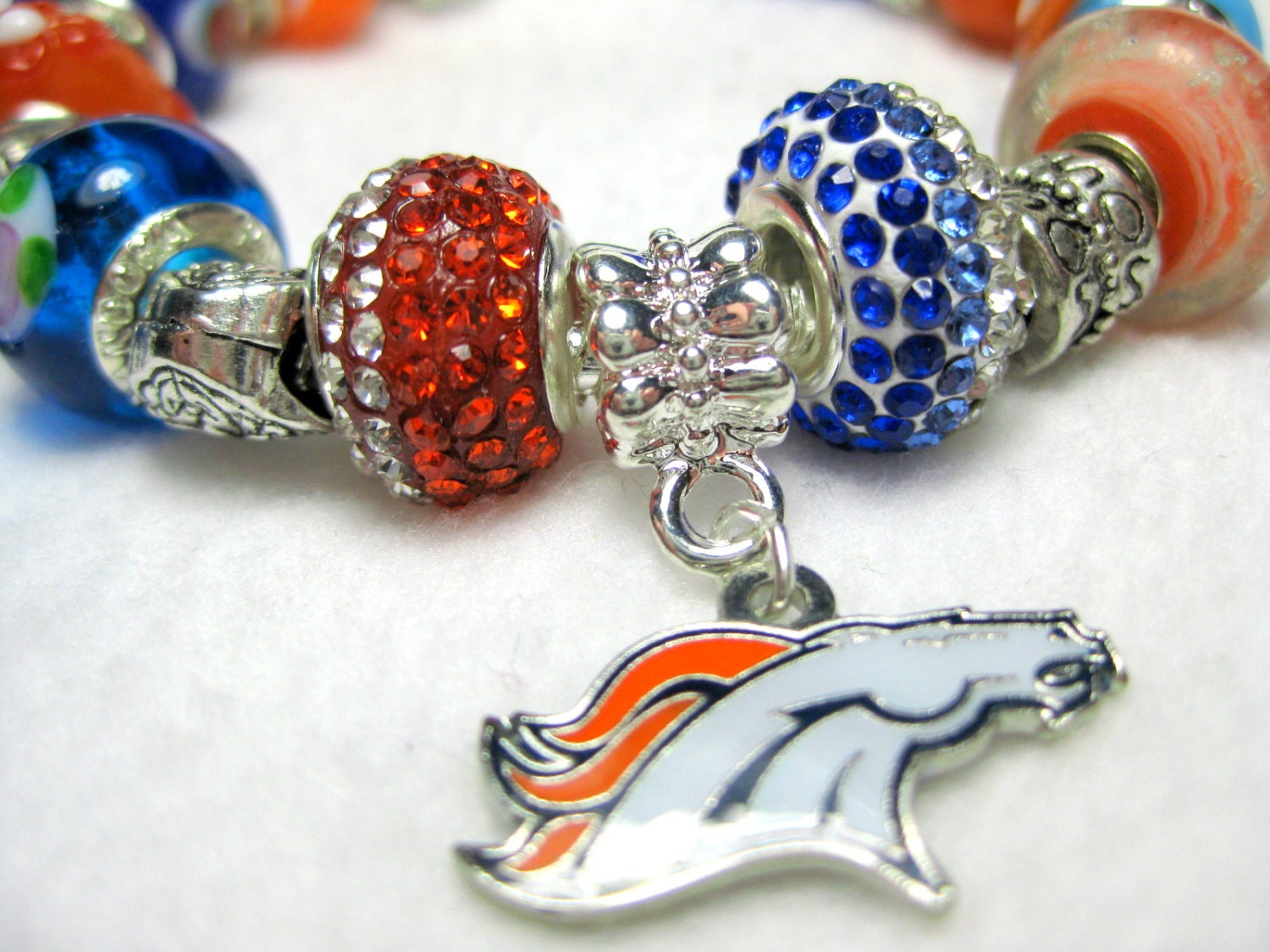 Licensed Denver Broncos Charm on a European Style Bracelet