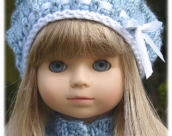 Eyelet Beret, PDF Doll Clothes a stylish beret knitting pattern designed for American Girl Dolls by Debonair Designs