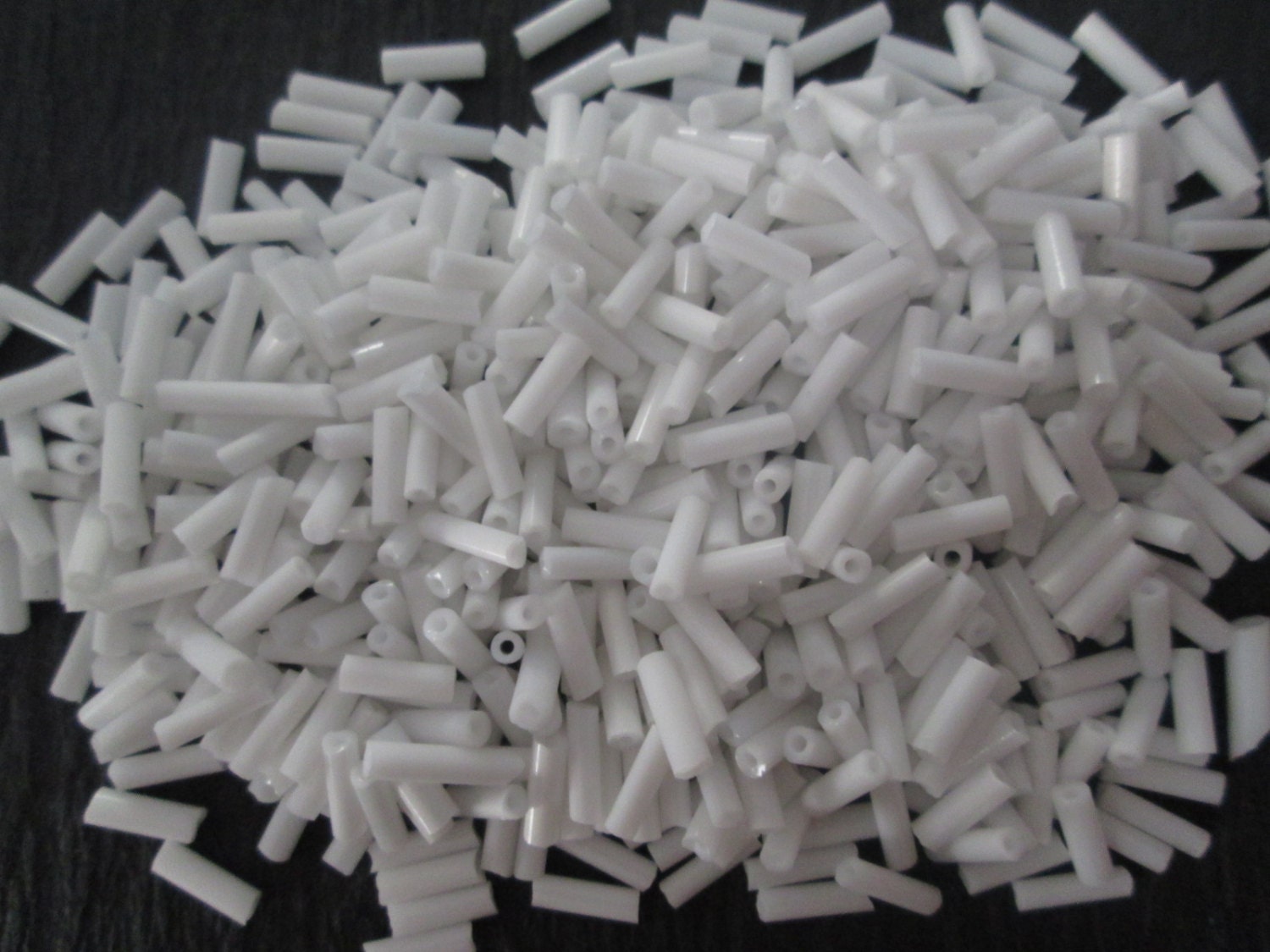 White Tube Beads, 6mm White Tube Beads, 1oz (28gram) Bugle Glass Beads