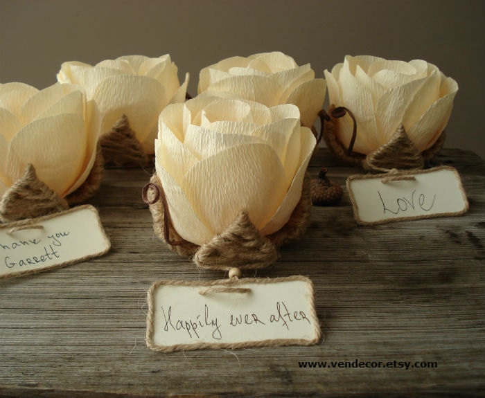 6 Rustic Flower Place Card Holders Rustic Wedding by VENDecor