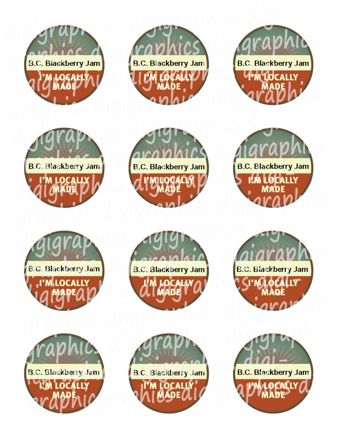 I'm Locally Made! Self edit mason jar Labels 2" round great for Farmer