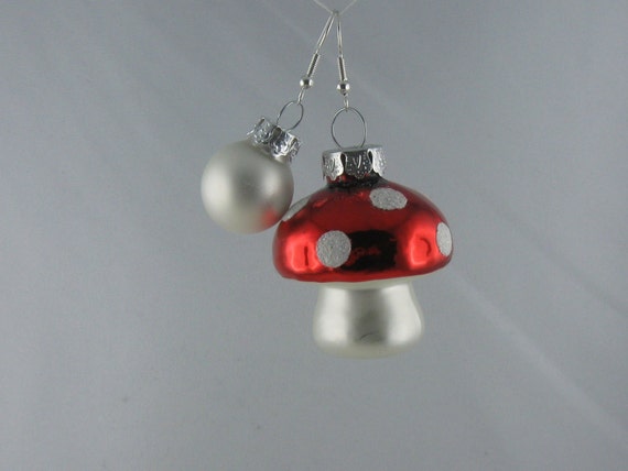 miniature christmas baubles of glass earrings unequal miniature christmas baubles of glass earrings unequal