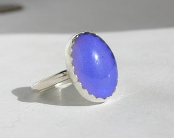 Mood Ring Handmade Sterling Silver with Scalloped Bezel