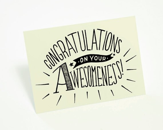 Items similar to Congratulations on your awesome -Illustrated card on Etsy