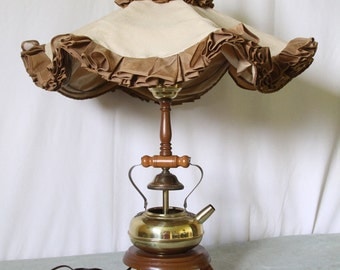 1950's Teapot Kettle Lamp with removable cloth shade.