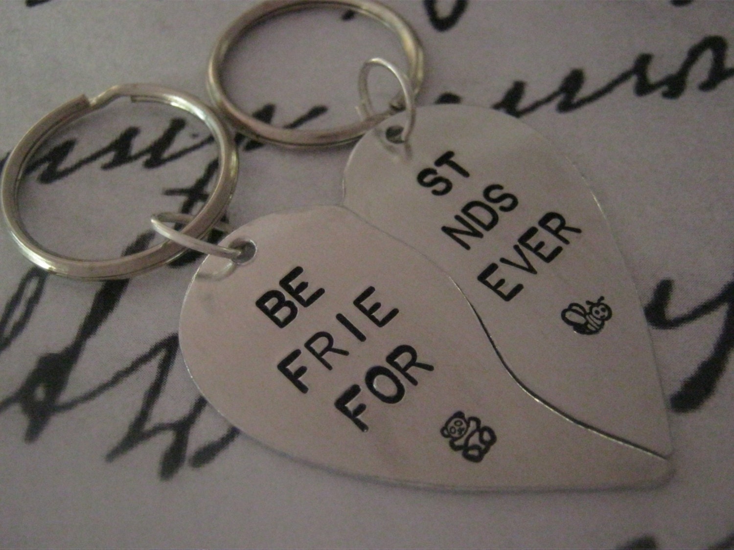 Best Friends Forever Best Friend Keychain Bestie Gift Heart