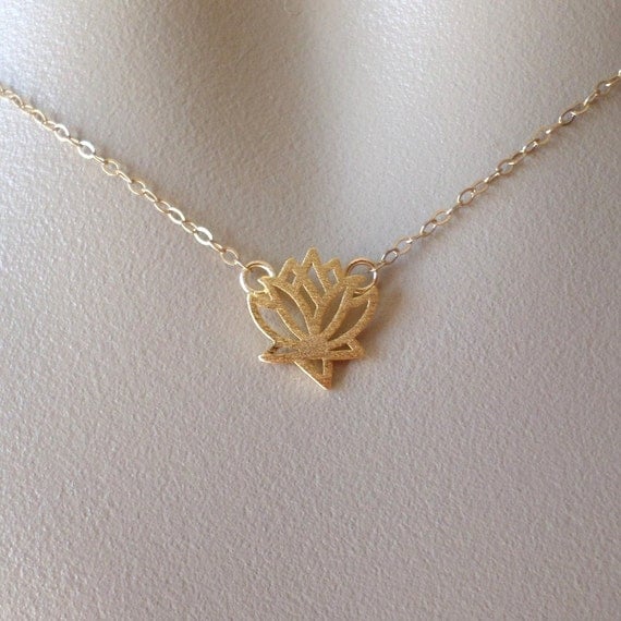 Gold Lotus Necklace Lotus Flower Necklace Gold Filled