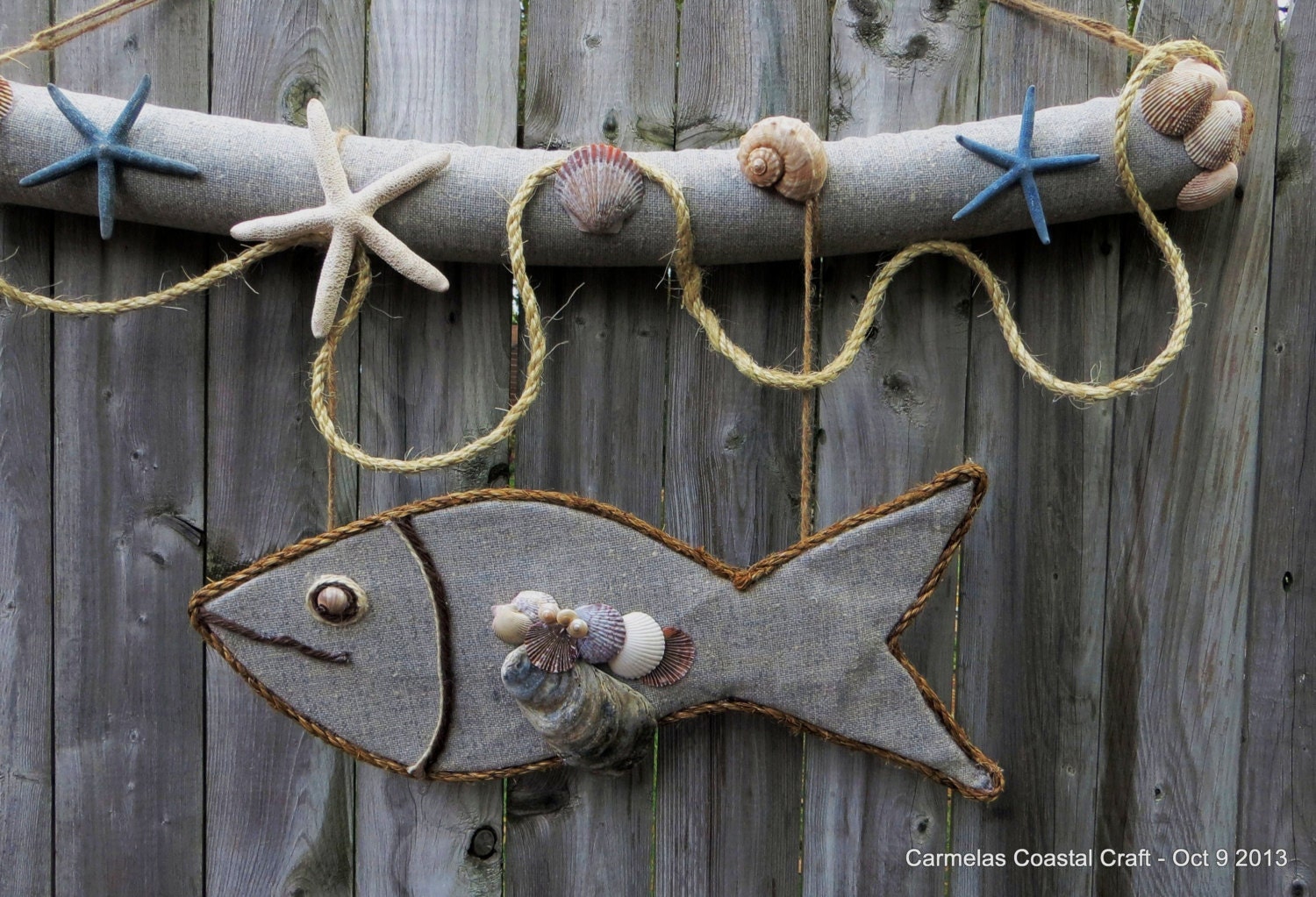 Beach and Nautical Decor Wall hanging Fish with sea