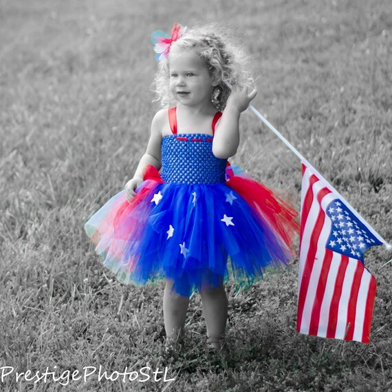 Newborn/Infant/Girl Patriotic Tutu Dress RedWhite and