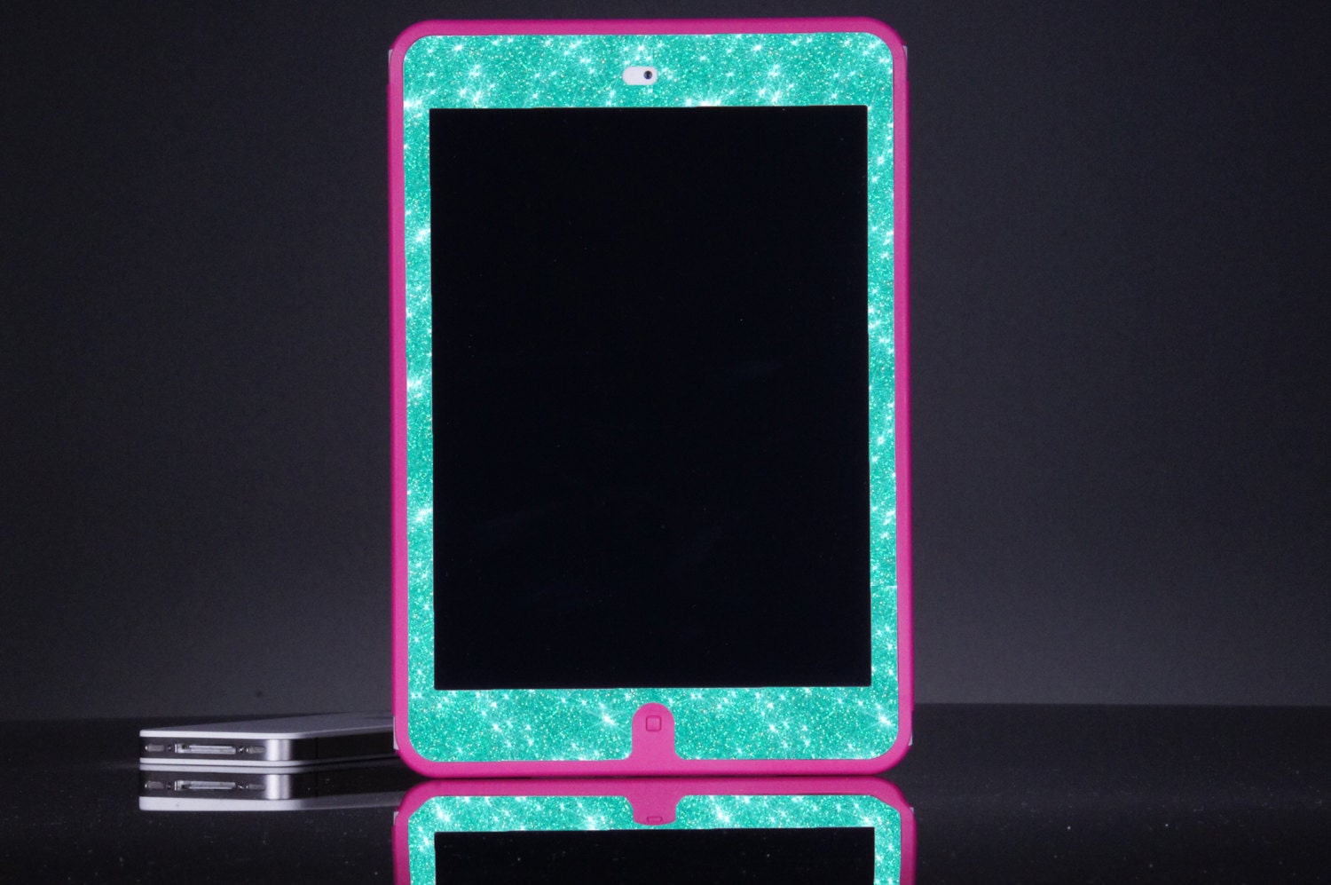 iPad Mini Otterbox Case Custom Pink/Wintermint Glitter