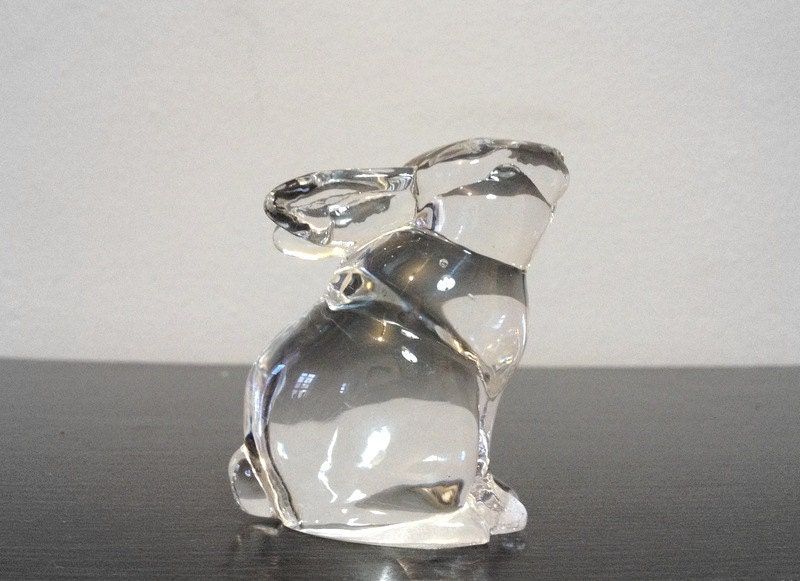 clear glass rabbit figurine