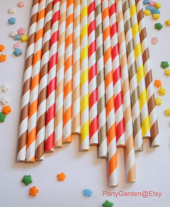 50 Thanksgiving Fall Autumn Paper Straws - With Free Printable DIY Flags Il_570xn