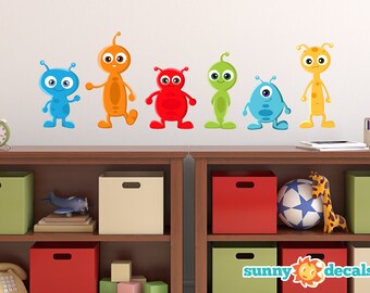 Alien Fabric Wall Decals, Set of 6 Aliens, Repositionable and Reusable, 3 Different Sizes to Choose From by Sunny Decals