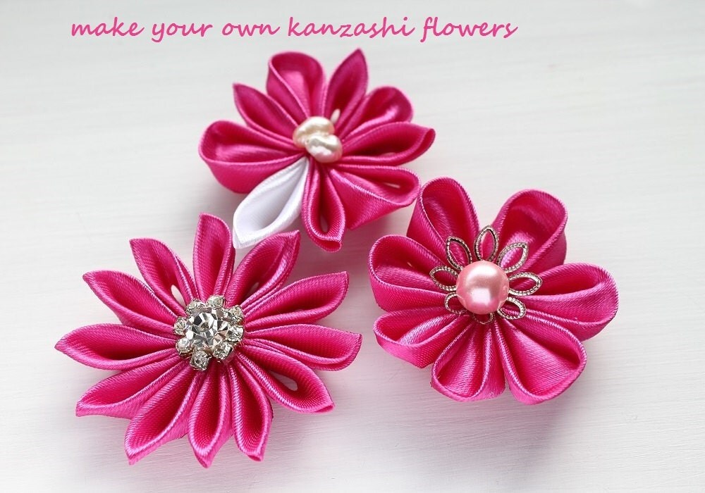 How to make Flowers Kanzashi Tutorial Flowers Pattern DIY