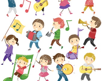 Instrument Kids 2 Digital Clip Art Instant By Locklesscreations