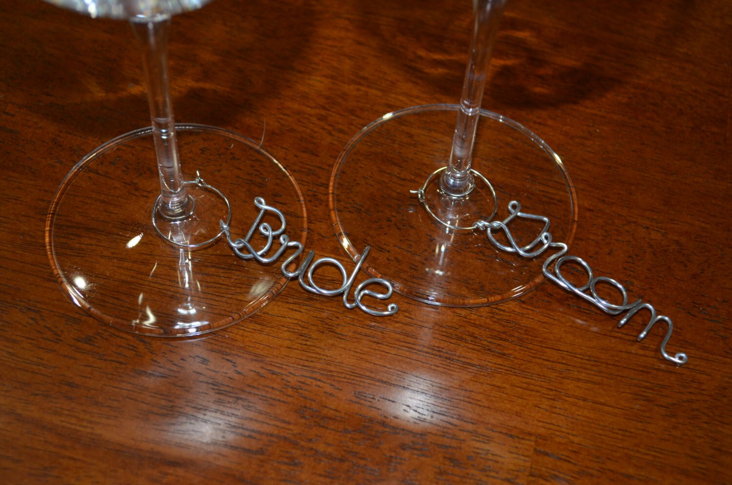 Set of 2 Personalized Bride & Groom Wine Glass CHARMS Unique