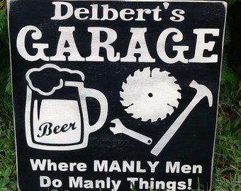 Personalized garage/mancave sign 12x12- handmade-wood