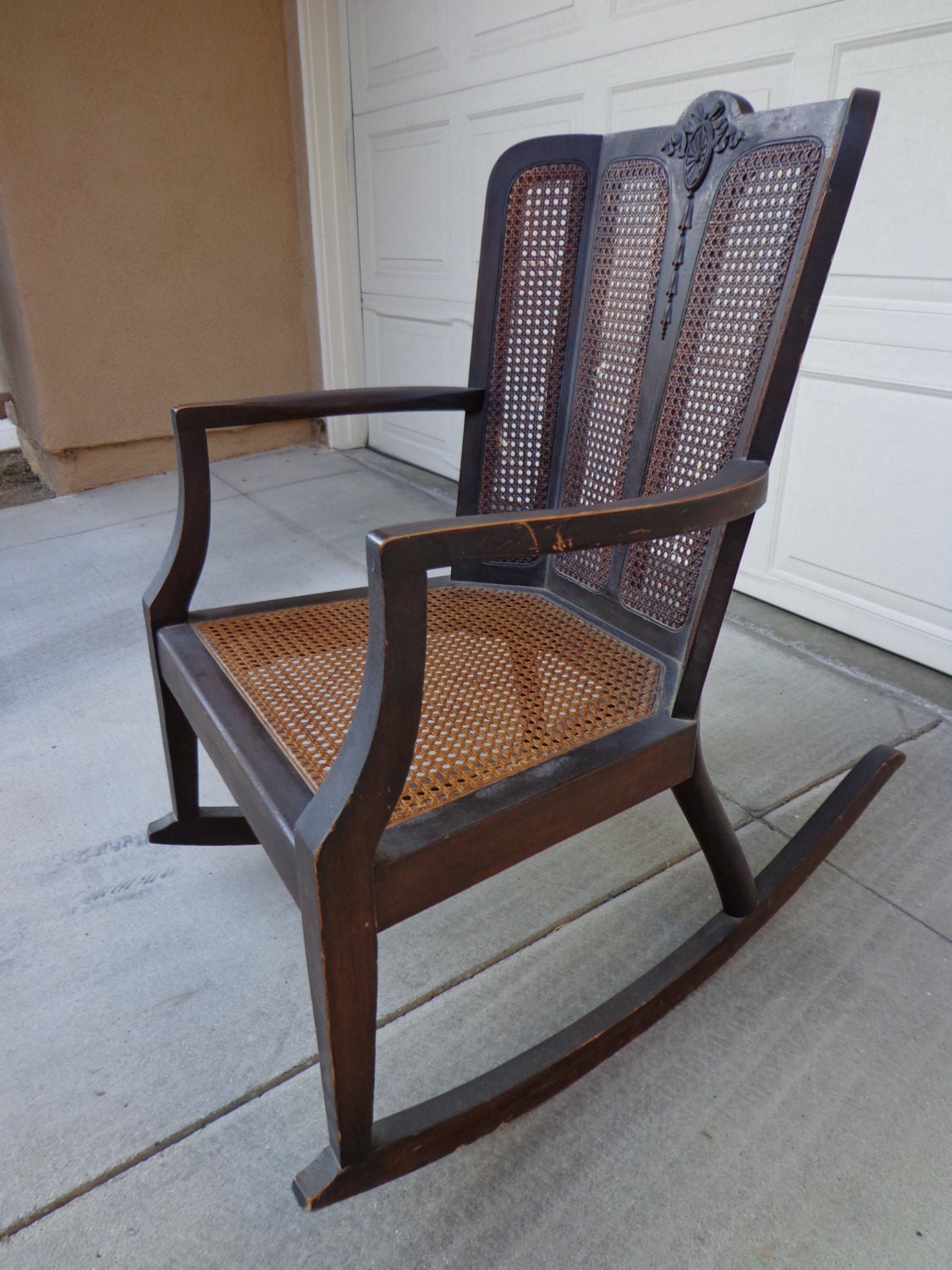 Handsome Victorian Style Cane Rocker Rocking Chair Glider