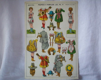 Vintage French Paper Doll Page, Never Used, Excellent Condition