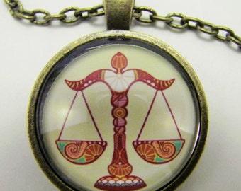 LIBRA ZODIAC Necklace Gaudi art style Libra necklace for him or her