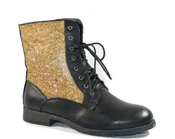 glitter biker boots