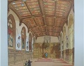 Knight ST George's Hall  Windsor 1864 Antique Print Tinted Lithograph Old England