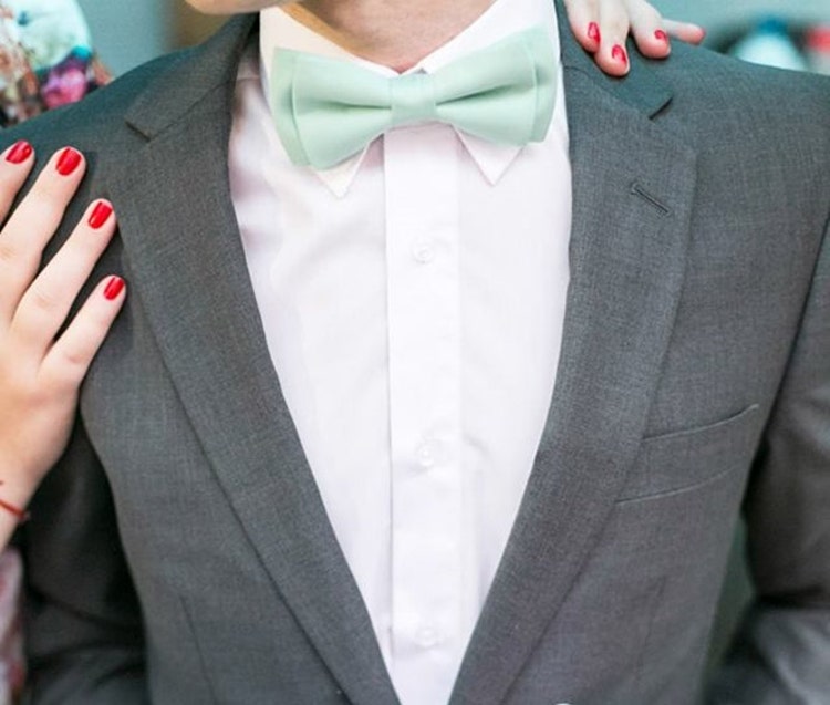 Men's mint green bow tie handmade pastel mint by KristineBridal