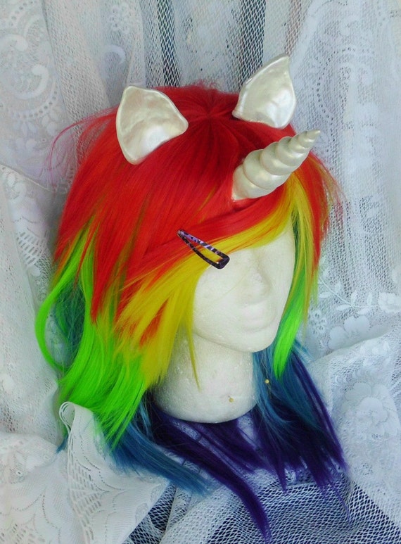 Rainbow Unicorn Wig Unicorn Costume Cosplay Dress by 