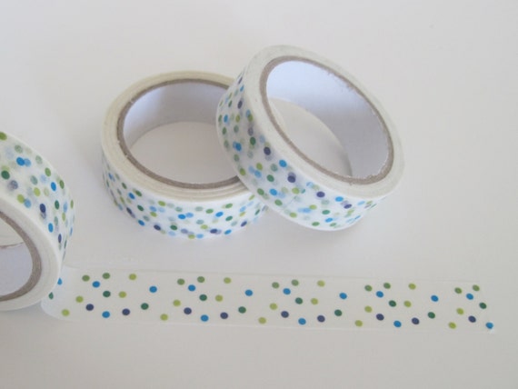 Blue green and purple on White polka Dots Washi Tape - 11 Yards / 10 Meters #S64 Il_570xn
