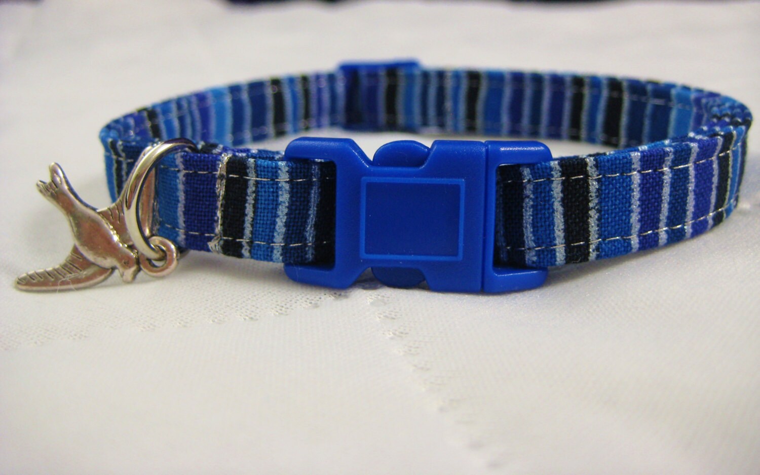 Cat Collar Bastet Egyptian Headdress Blue Silver Metallic