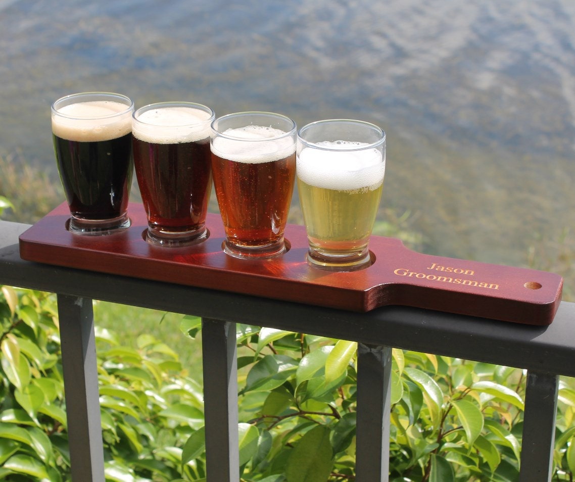 Personalized Beer Flight Set Beer Paddle and 4 Beer Tasting