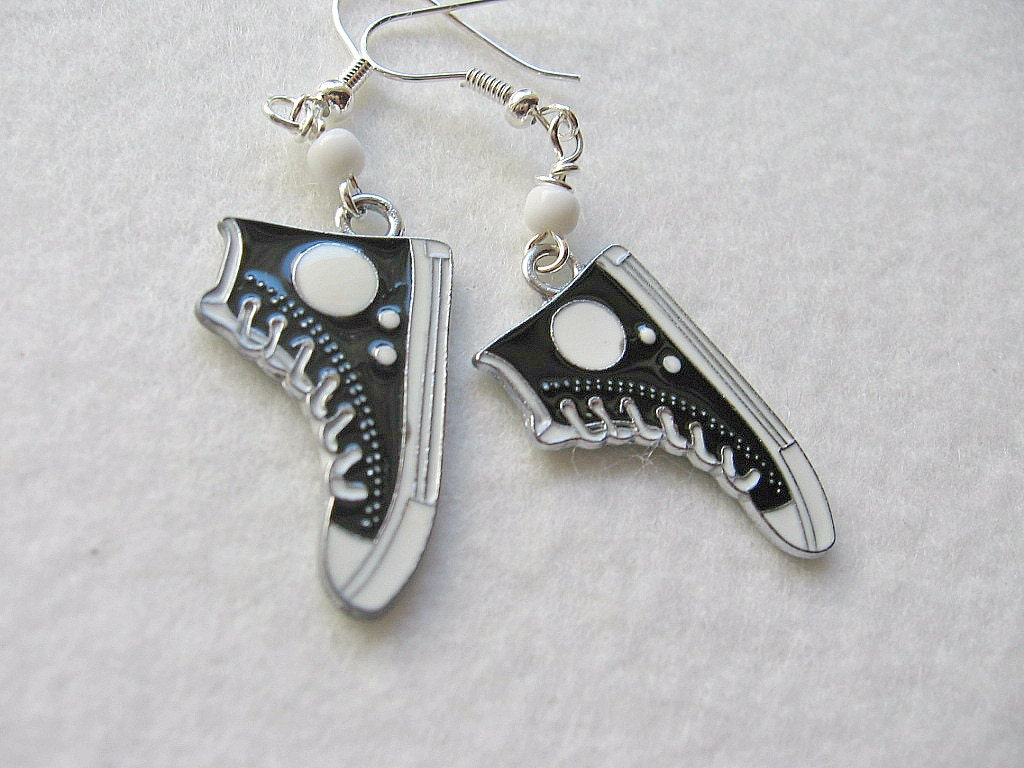 Black Tennis Shoe Dangle Earrings/Shoe Charms/Basketball
