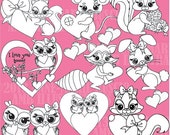 80% OFF Cute Valentine critters digital stamp, commercial use, vector graphics, digital stamp, digital images - AMB-343 Il_170x135