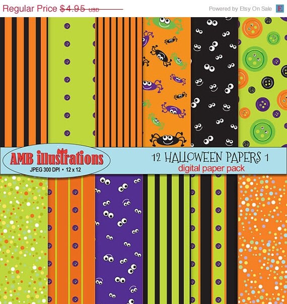 80% OFF Halloween Digital paper- AMB-401 Il_570xn