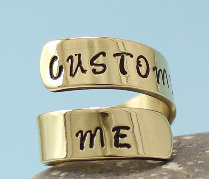 Personalized Gold Ring Custom Adjustable Brass Ring.. Best
