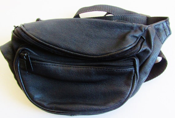 Vintage 1990's Black Vegan Leather Fanny Pack