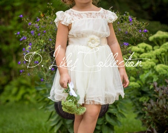 The Original Charlotte - Ivory, Lace, Chiffon Flower Girl Dress, made for girls, toddlers, ages 1T, 2T,3T,4T, 5T, 6, 7, 8, 9/10, 11/12,13/14